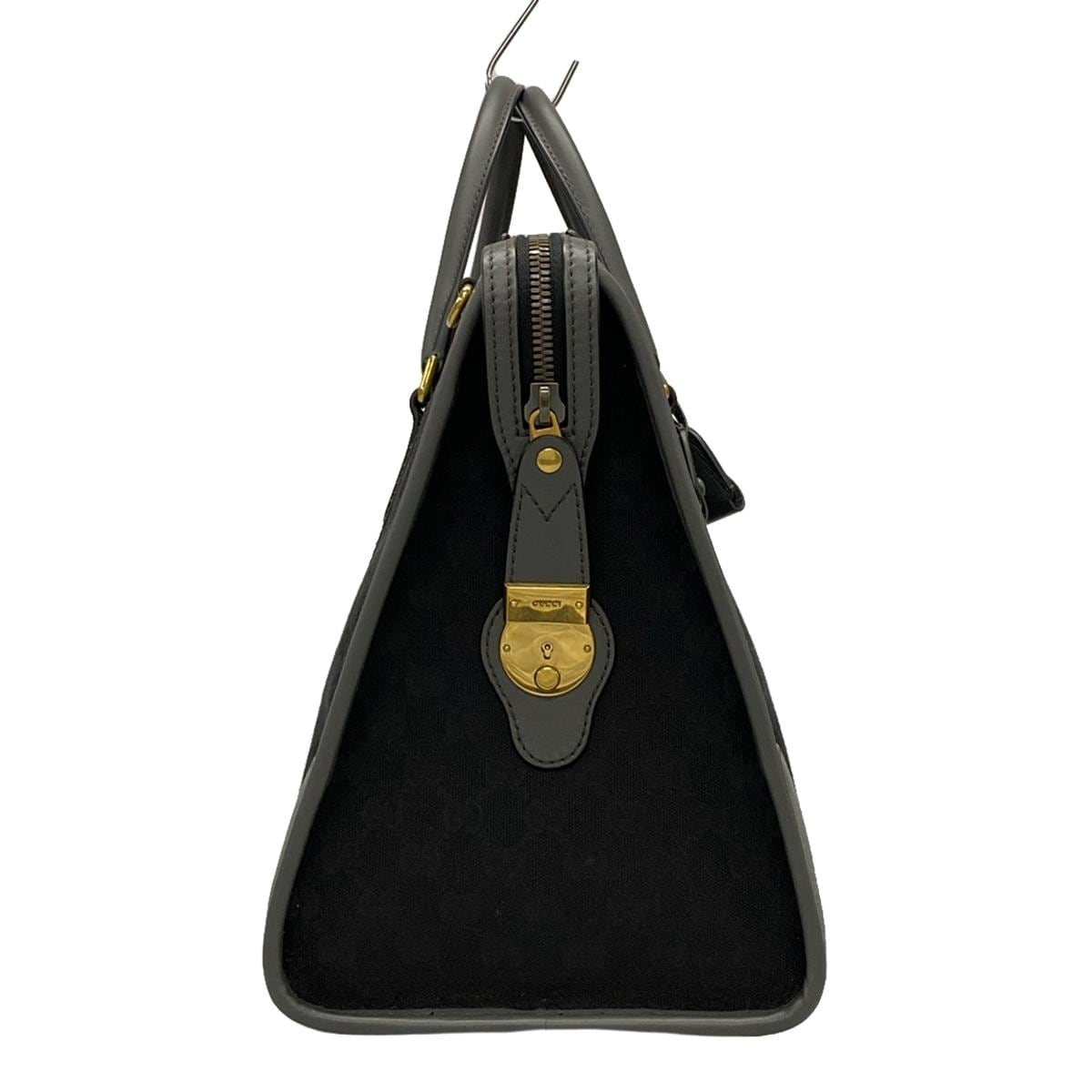 Bolso tote GG Ophidia de piel jacquard negra y gris de segunda mano