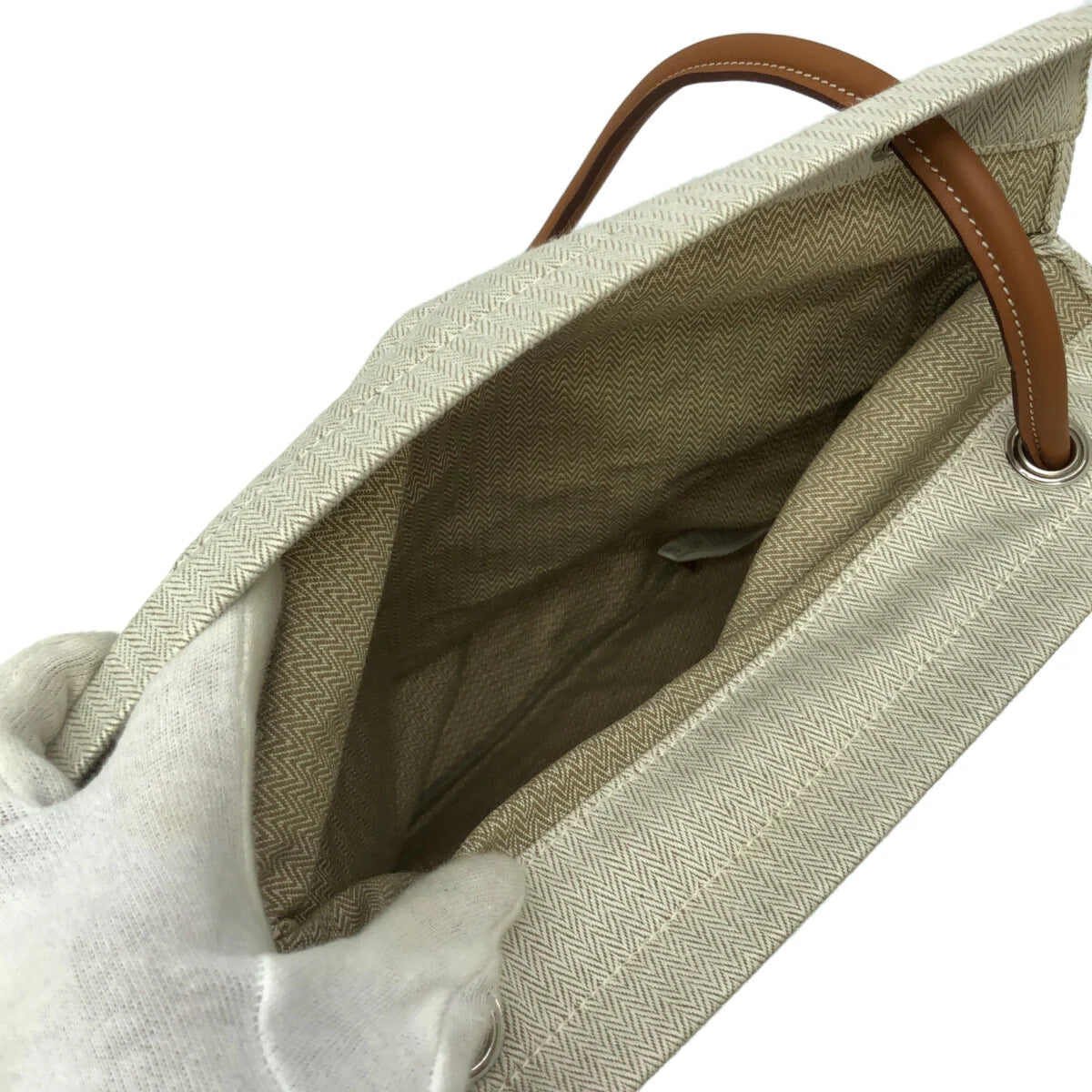 HERMES - Aline MM Shoulder Bag Natural Fauve Toile chevron