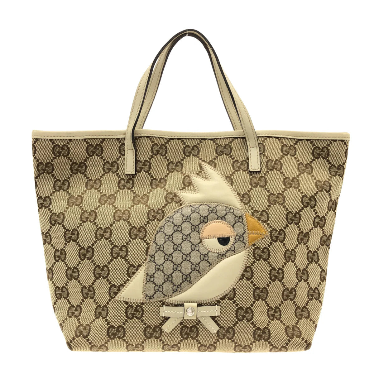 GUCCI - Bolso de mano GG Gucci para niños en piel de jacquard color beige, marrón oscuro y crema