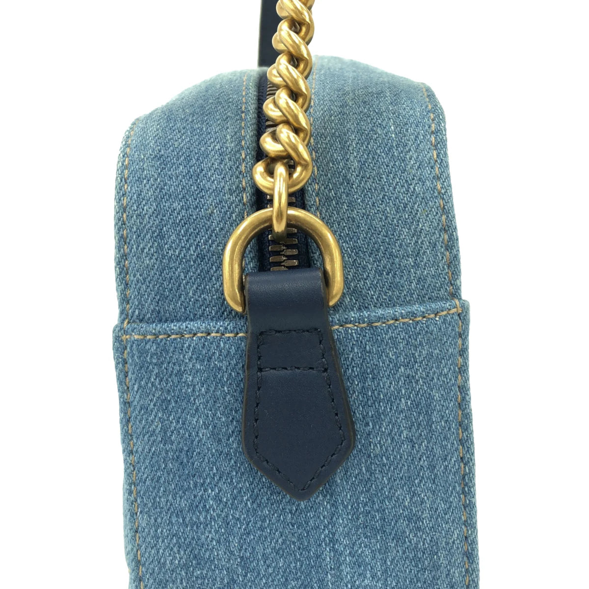GUCCI - GG Marmont Denim Small Shoulder Bag Blue Denim