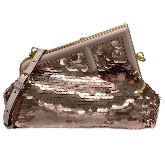 FENDI - First Pink Sequins Leather Shoulder Bag