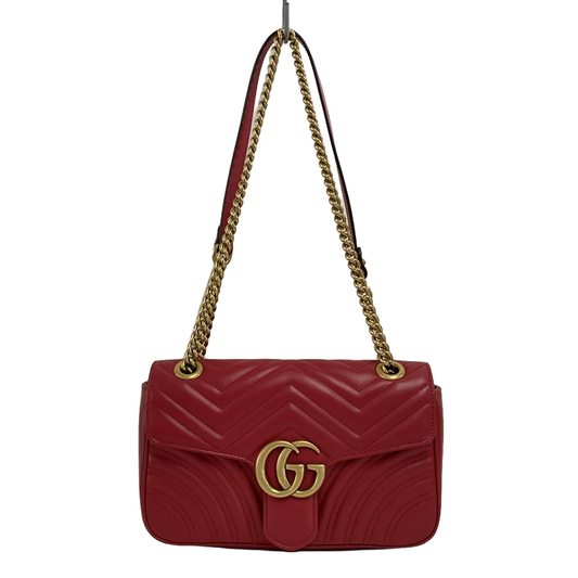 GUCCI - Red GG Marmont Quilting Small Shoulder Bag