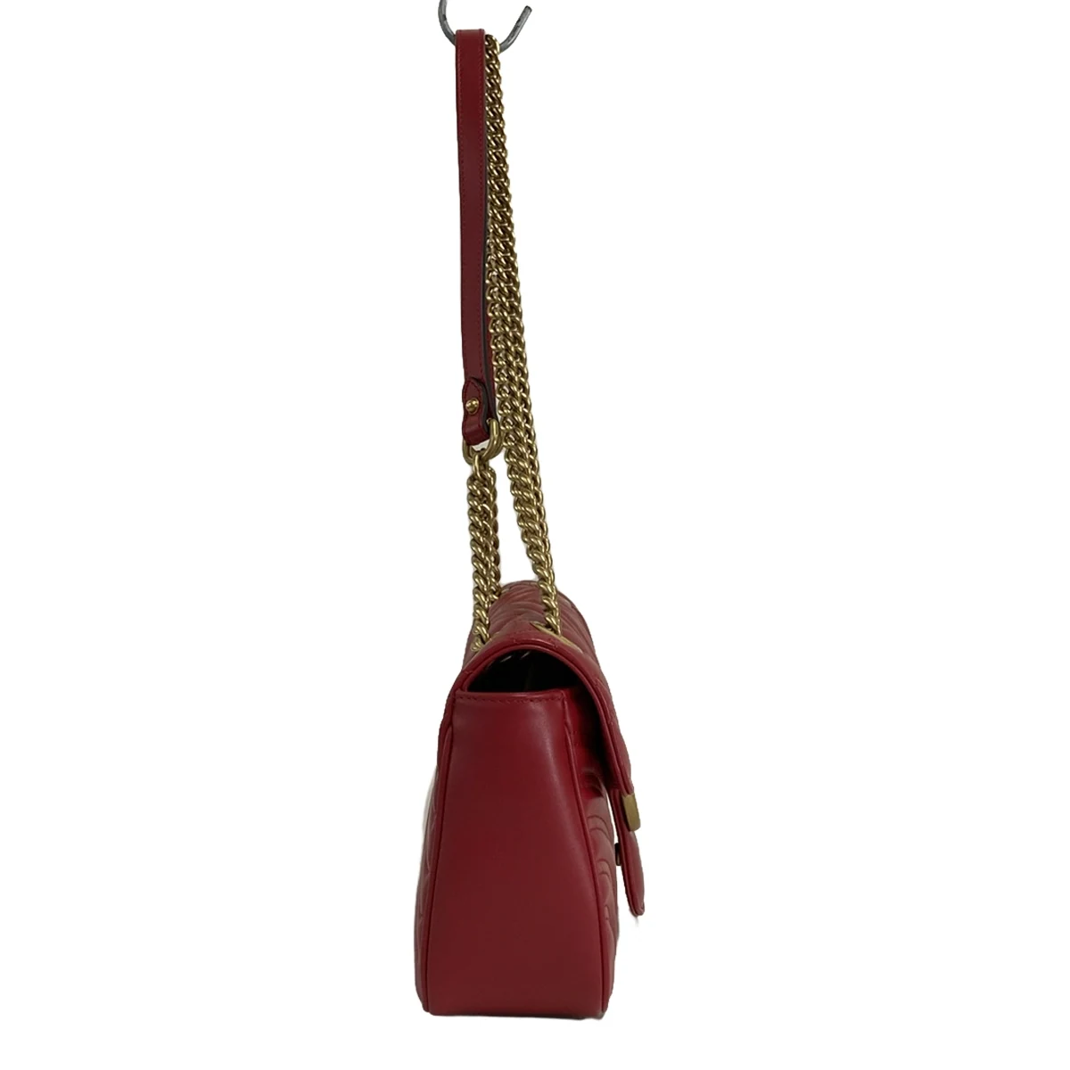 GUCCI - Bolso de hombro pequeño con acolchado GG Marmont en color rojo