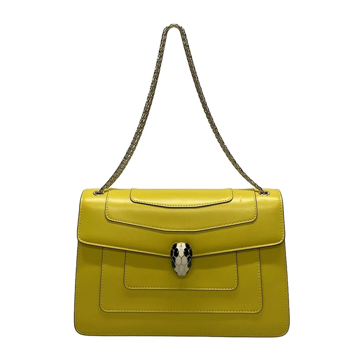 Bolso de hombro Serpenti Forever de piel amarilla de segunda mano