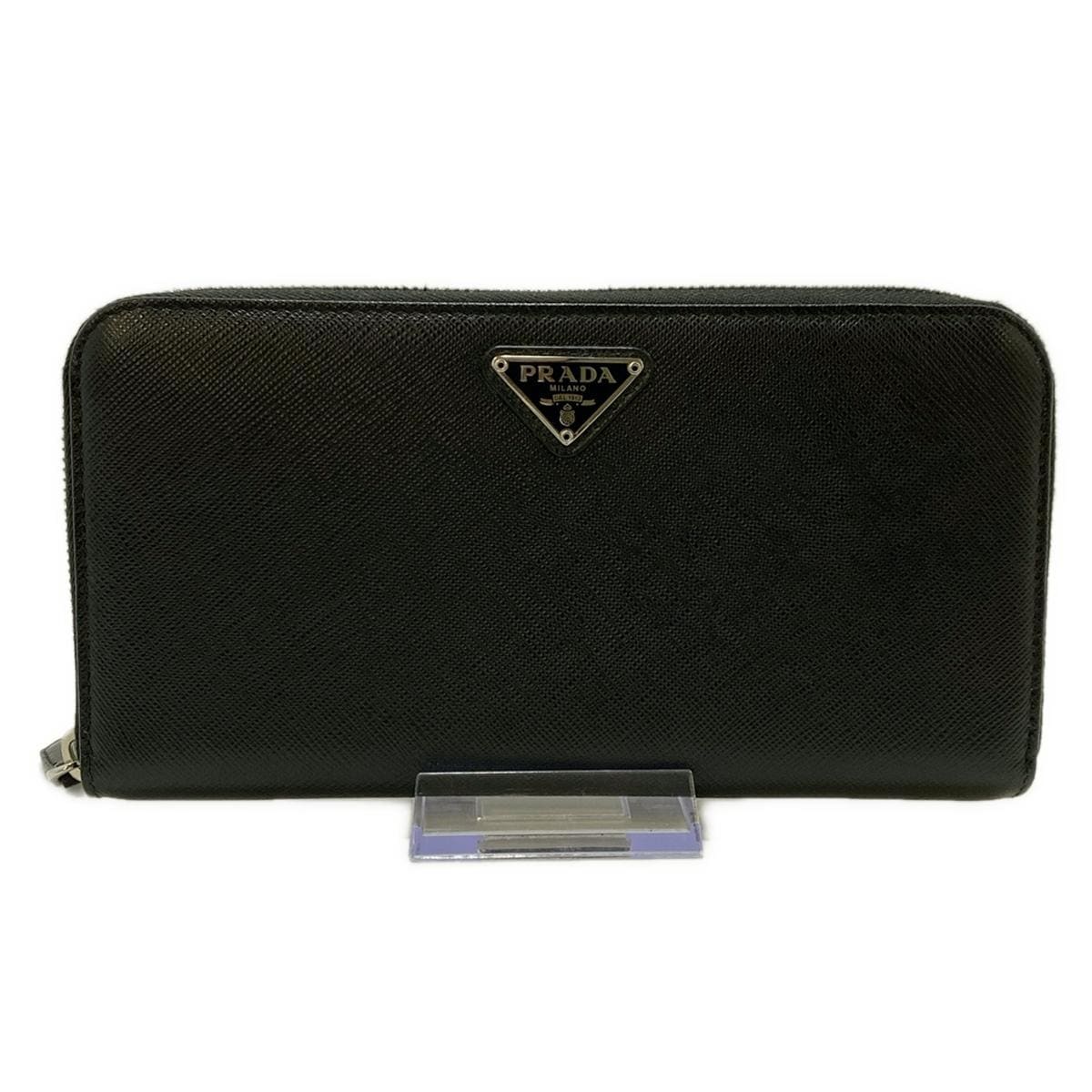 PRE-OWNED Long Wallet Black Saffiano Leather