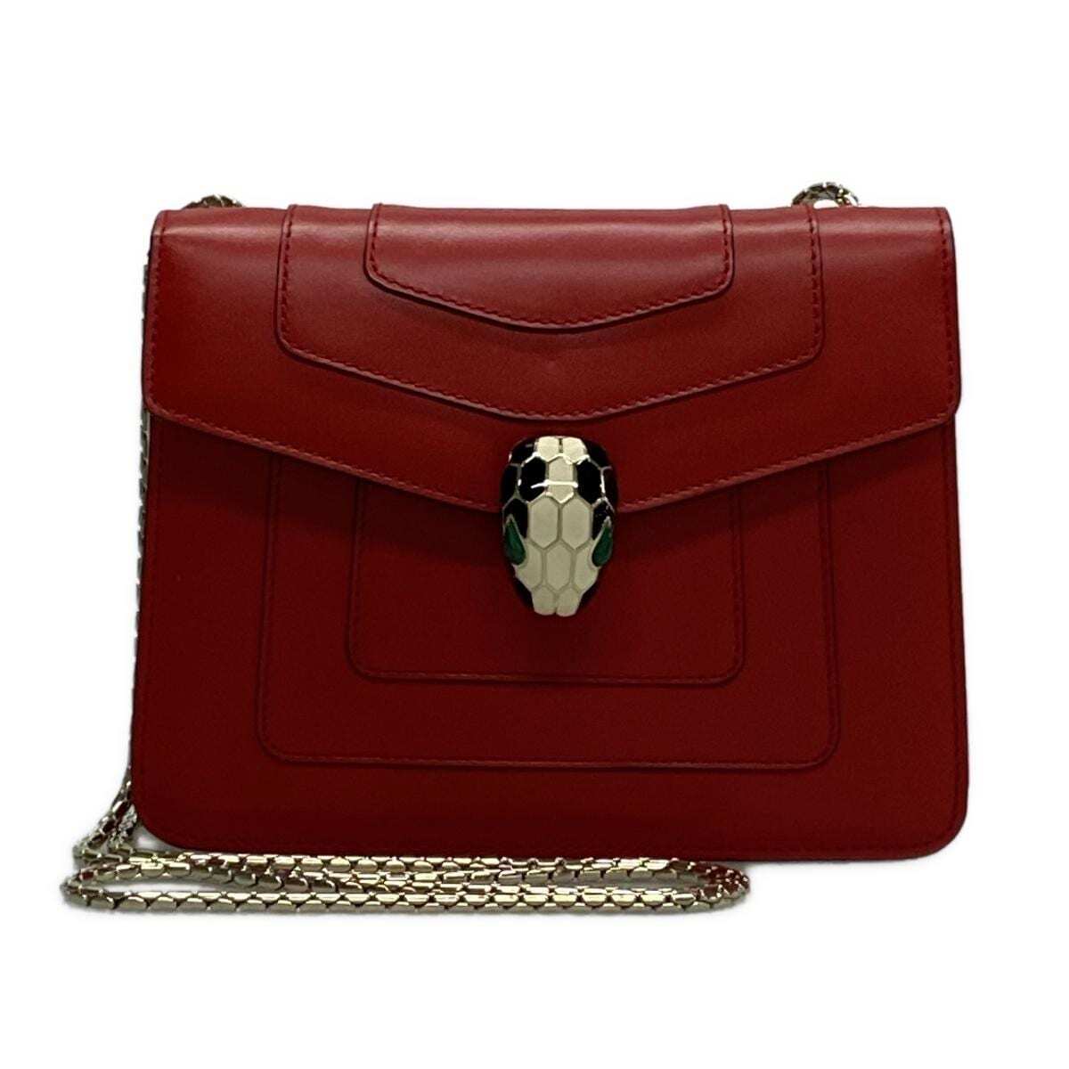 PRE-OWNED Serpenti Forever Red Leather Crossbody Bag