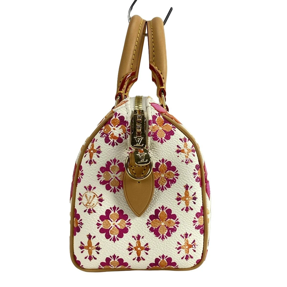 PRE-OWNED LV Speedy Bandolier 20 By the Pool Handbag Coral Monogram Tile Canvas Shoulder Bag