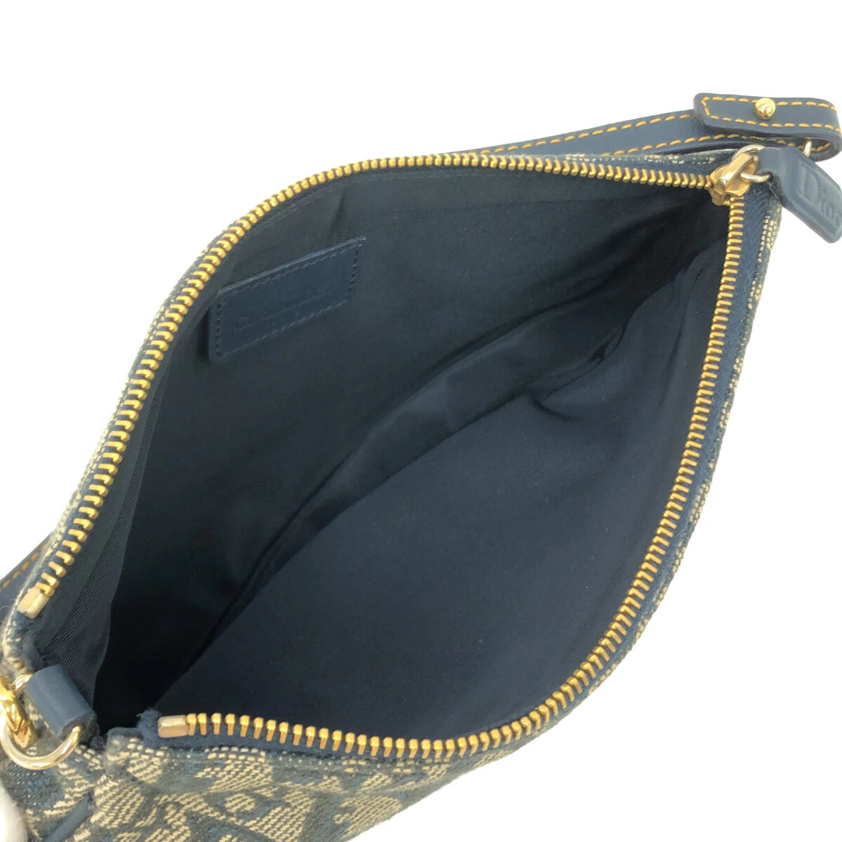 DIOR - Saddle Pouch Handbag Gray Navy Dark Jacquard Leather