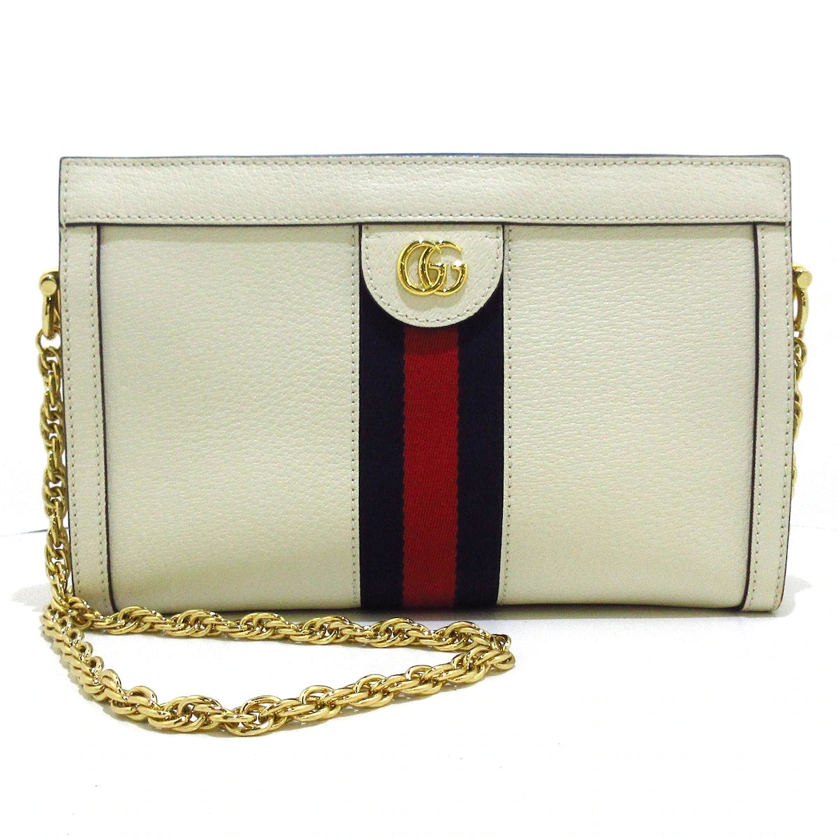 GUCCI - Ophidia GG Small Shoulder Bag Shoulder Bag White Navy Red PVC Leather