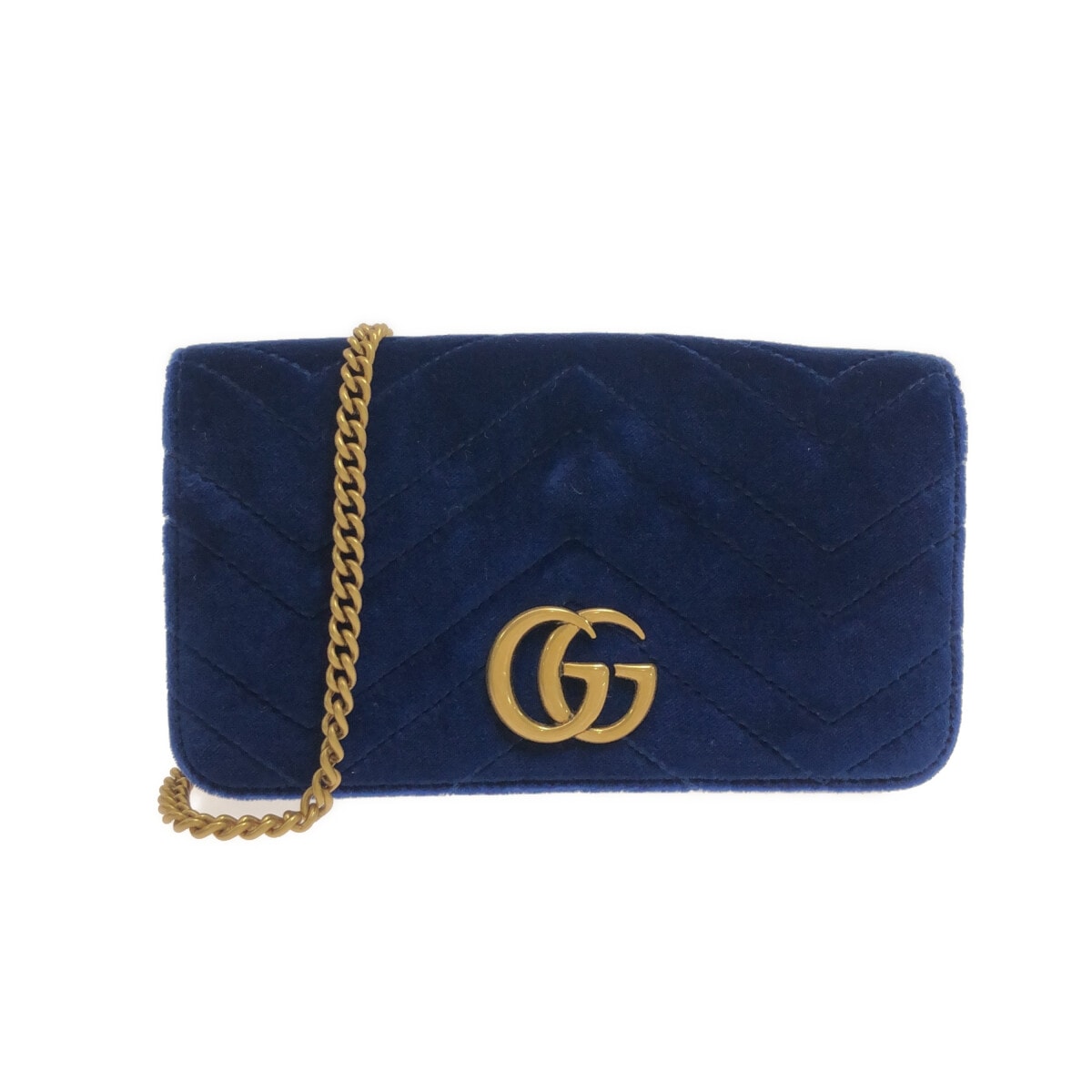 GUCCI - Bolso de hombro GG Marmont de terciopelo azul marino
