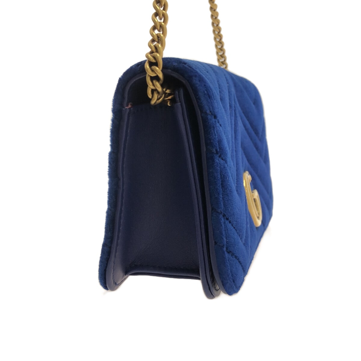 GUCCI - Bolso de hombro GG Marmont de terciopelo azul marino