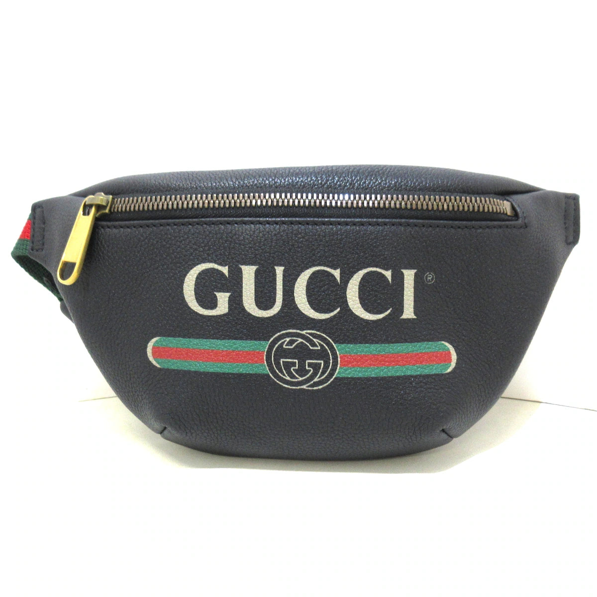 GUCCI - Riñonera pequeña con estampado de piel de becerro negra, roja y verde