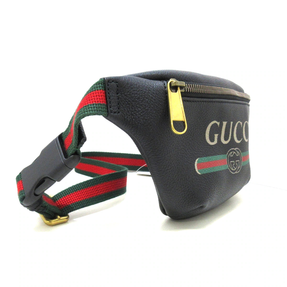 GUCCI - Riñonera pequeña con estampado de piel de becerro negra, roja y verde