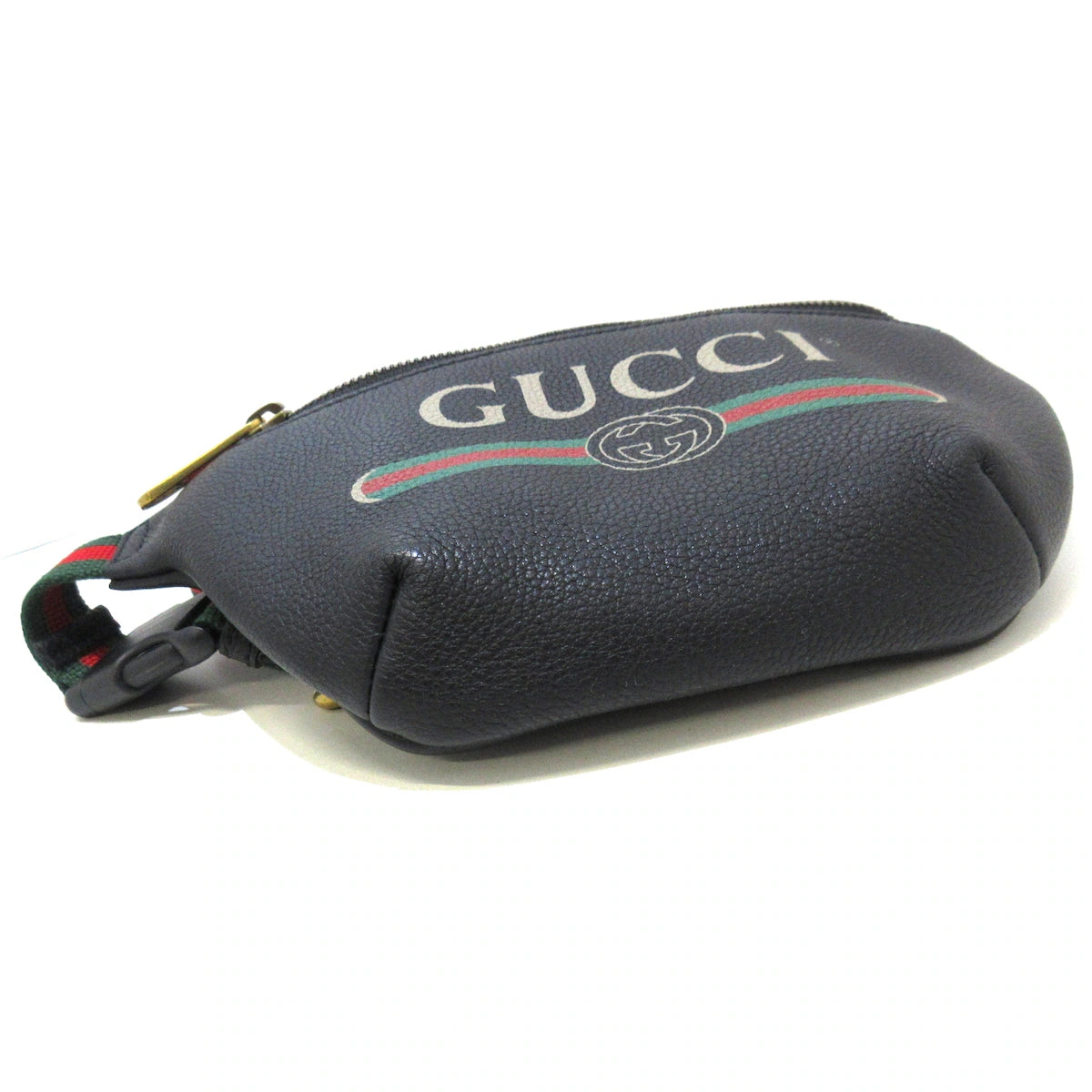 GUCCI - Print Small Belt Bag Bum Bag Black Red Green Leather