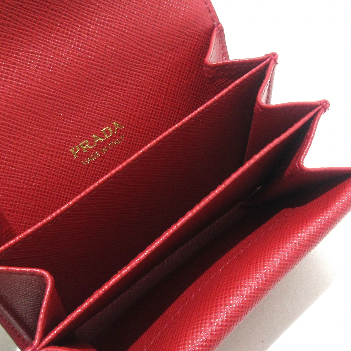 PRADA - Card Case Red Saffiano Leather