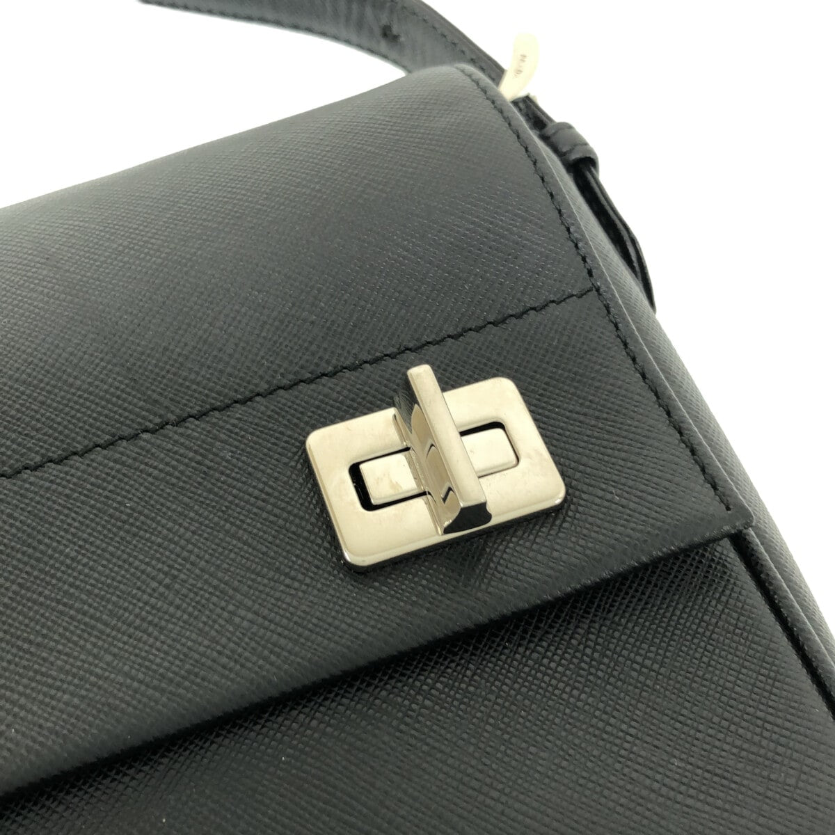 PRADA - Black Saffiano Leather Double Turnlock