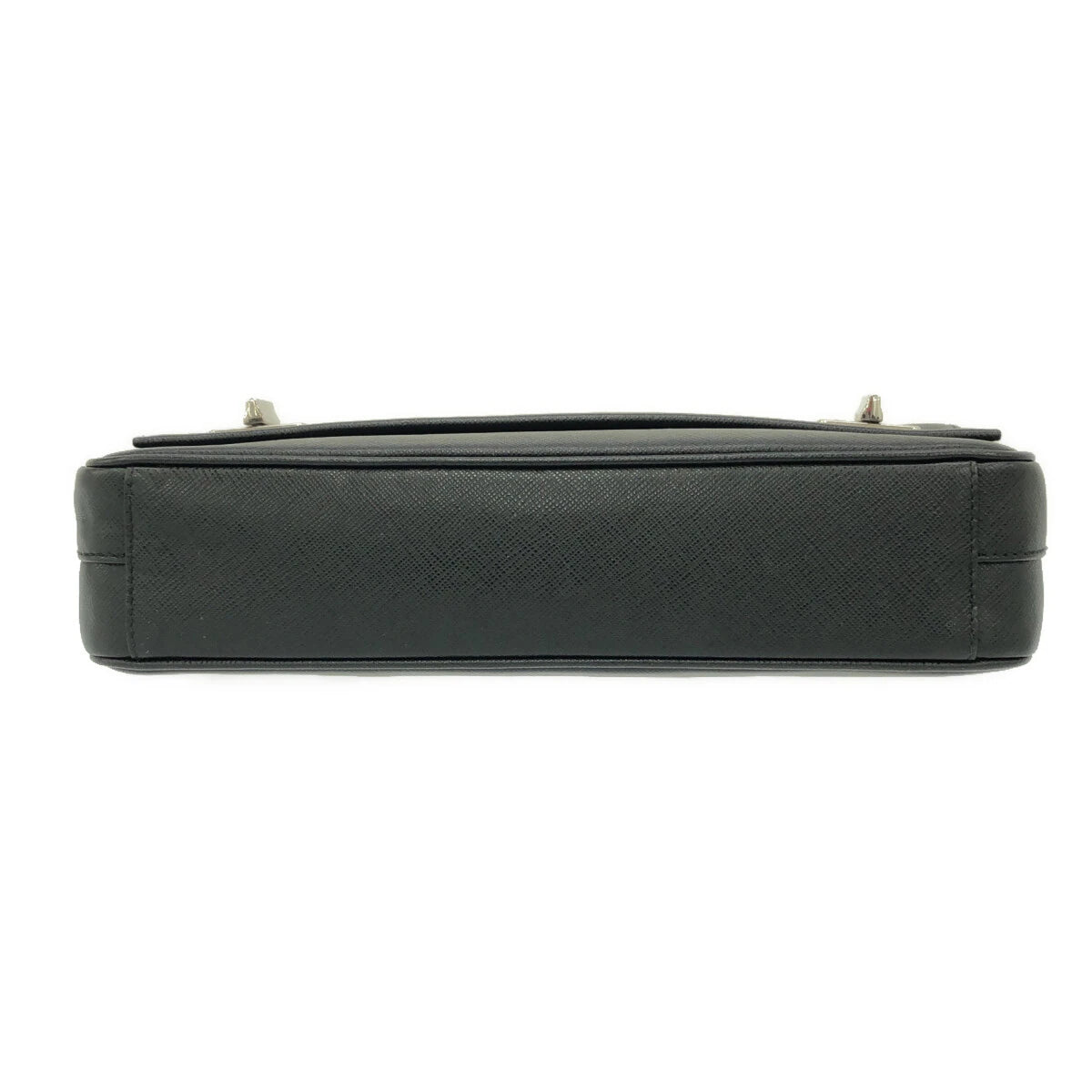 PRADA - Black Saffiano Leather Double Turnlock