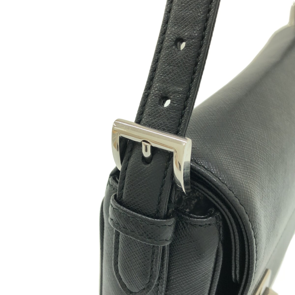 PRADA - Black Saffiano Leather Double Turnlock