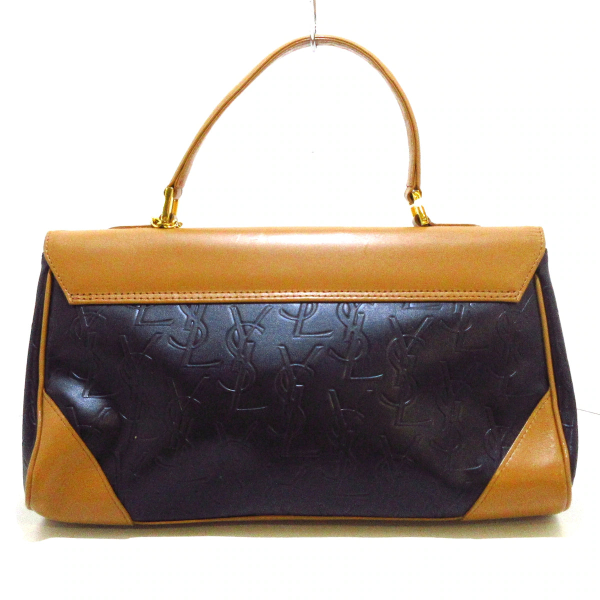 SAINT LAURENT - Handbag Black Light Brown Leather