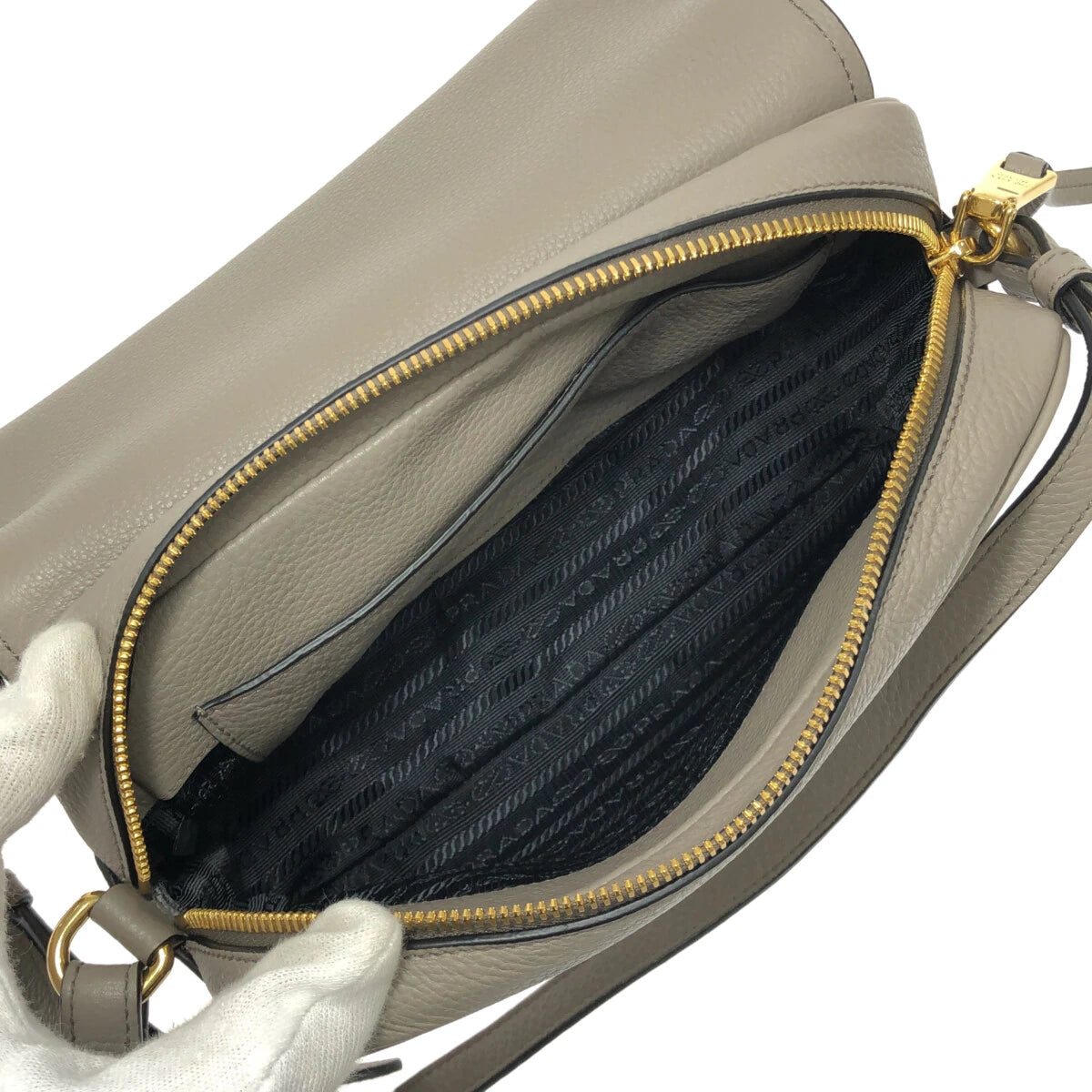 PRADA - Grey Beige Shoulder Bag