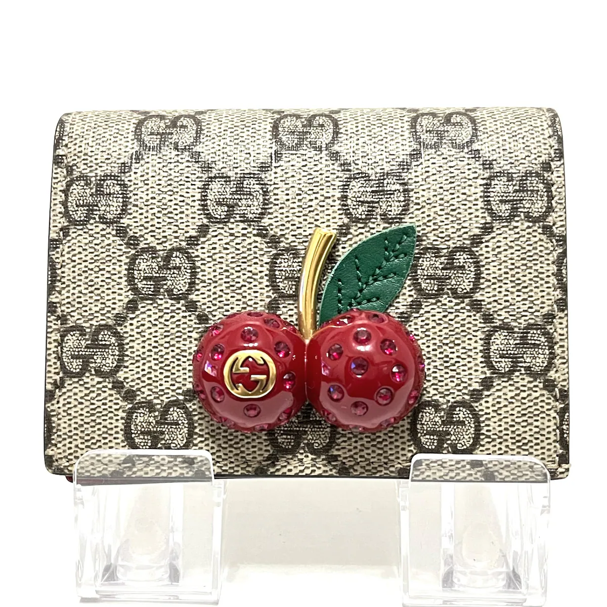 Cartera plegable GG Supreme Cherry de segunda mano