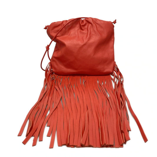 PRE-OWNED Red Leather The Fringe Pouch Shoulder Bag