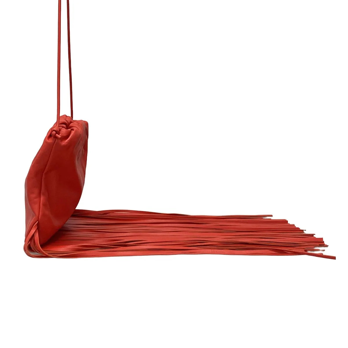 PRE-OWNED Red Leather The Fringe Pouch Shoulder Bag