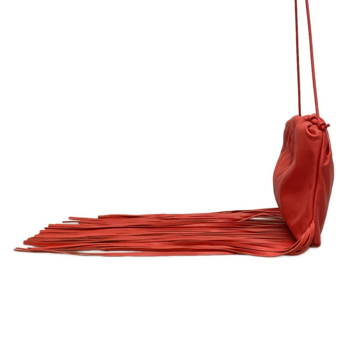 PRE-OWNED Red Leather The Fringe Pouch Shoulder Bag
