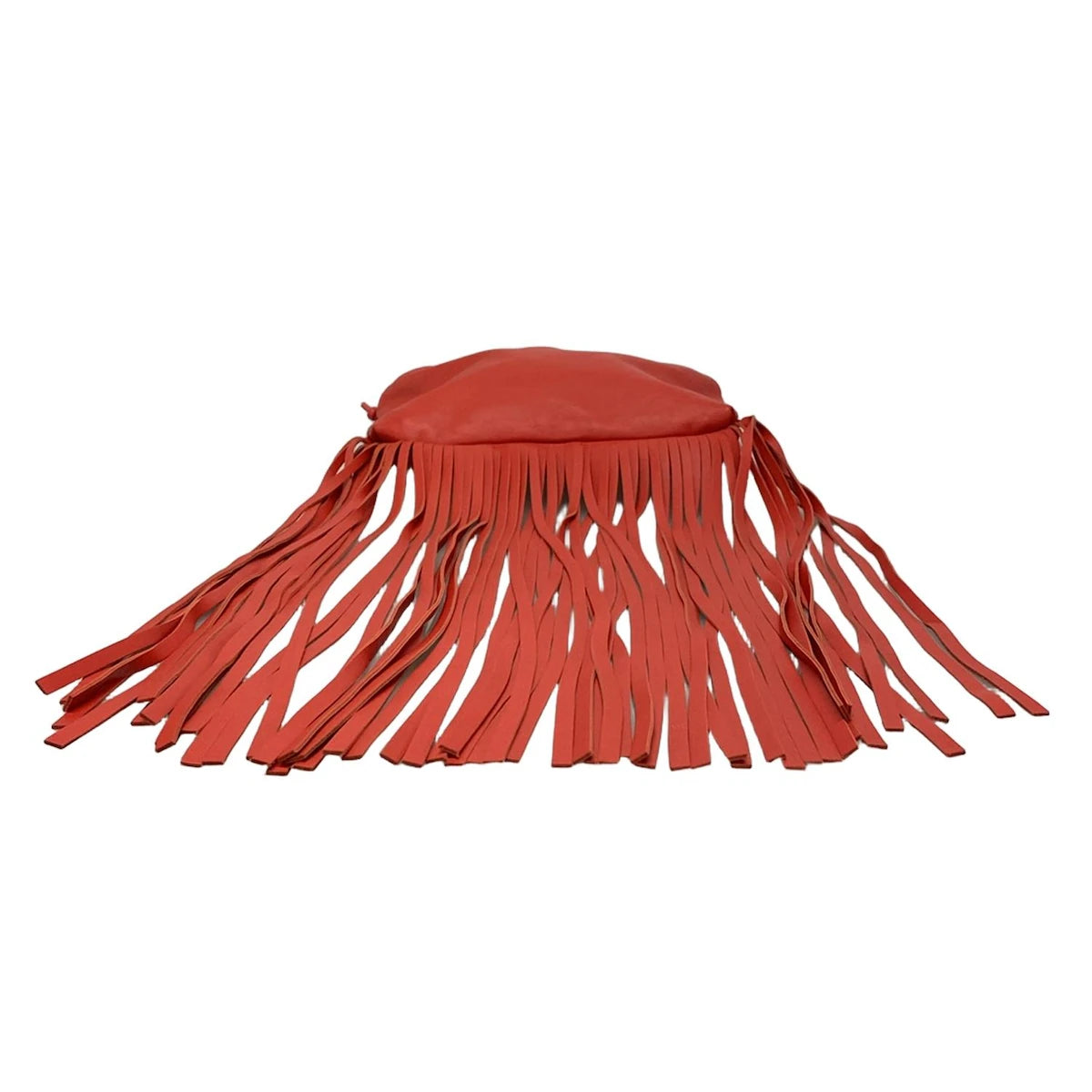 PRE-OWNED Red Leather The Fringe Pouch Shoulder Bag