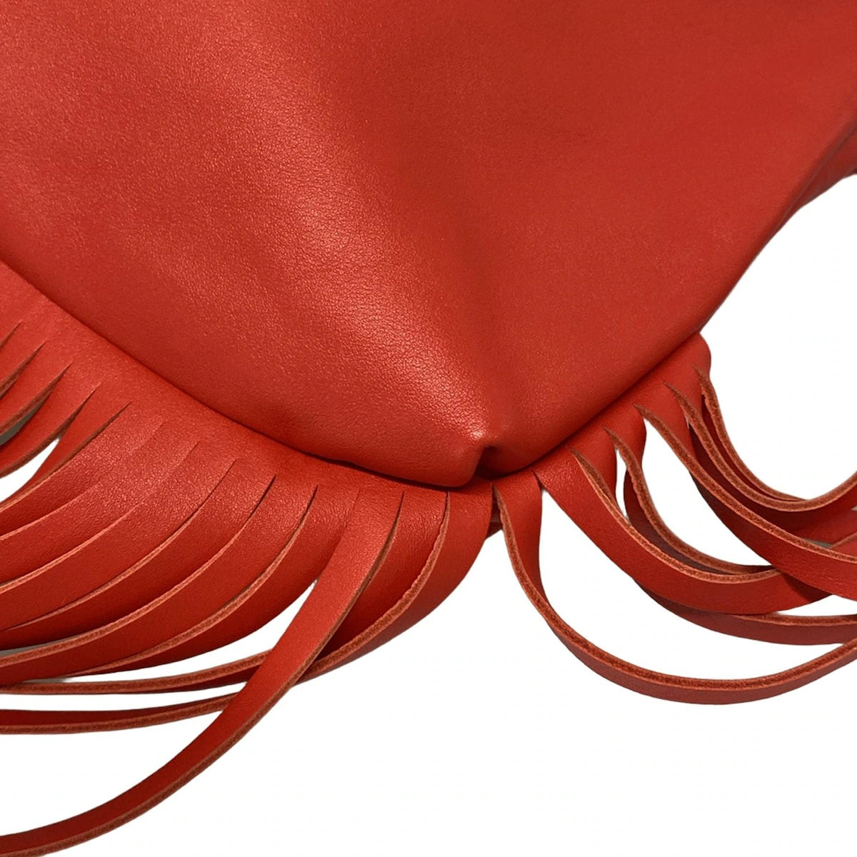 PRE-OWNED Red Leather The Fringe Pouch Shoulder Bag