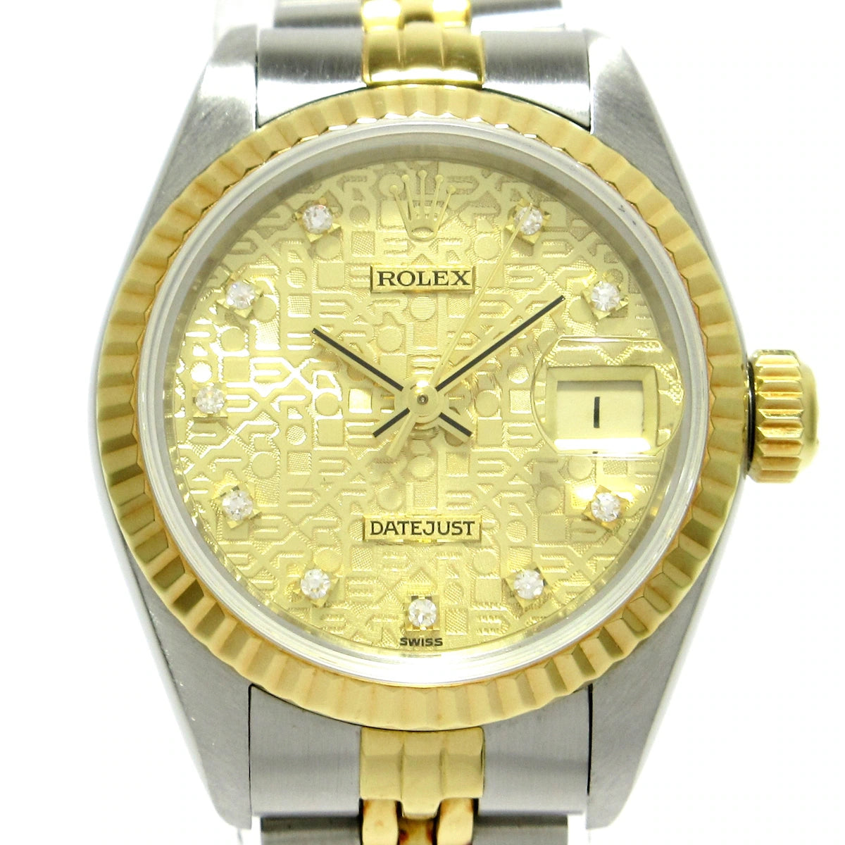 ROLEX - Datejust Wrist Watch 18K Yellow Gold Silver Gold SS Sapphire Crystal