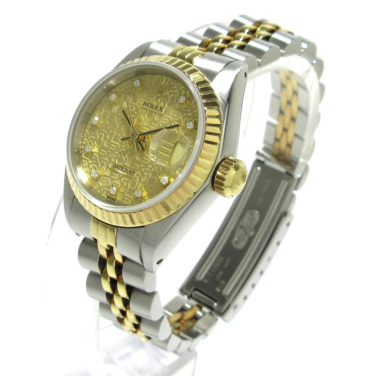 ROLEX - Datejust Wrist Watch 18K Yellow Gold Silver Gold SS Sapphire Crystal