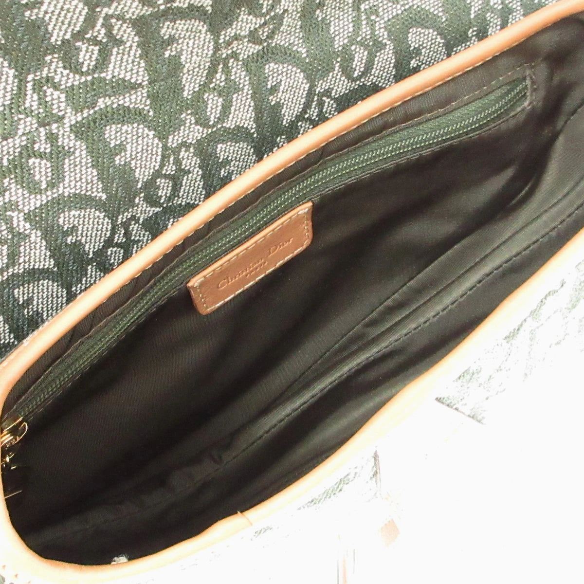 DIOR - Saddle Bag Green Brown White Jacquard Leather