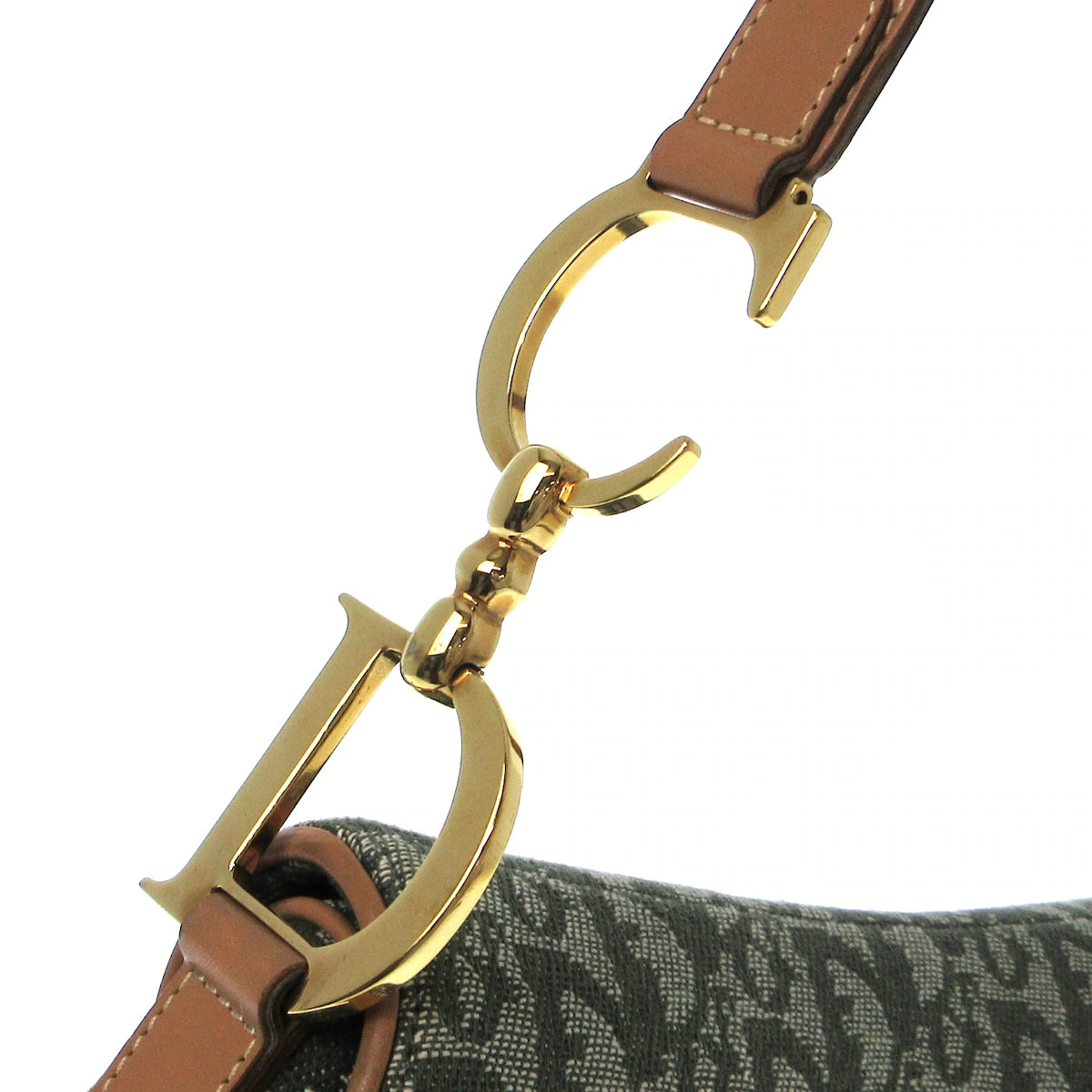 DIOR - Saddle Bag Green Brown White Jacquard Leather