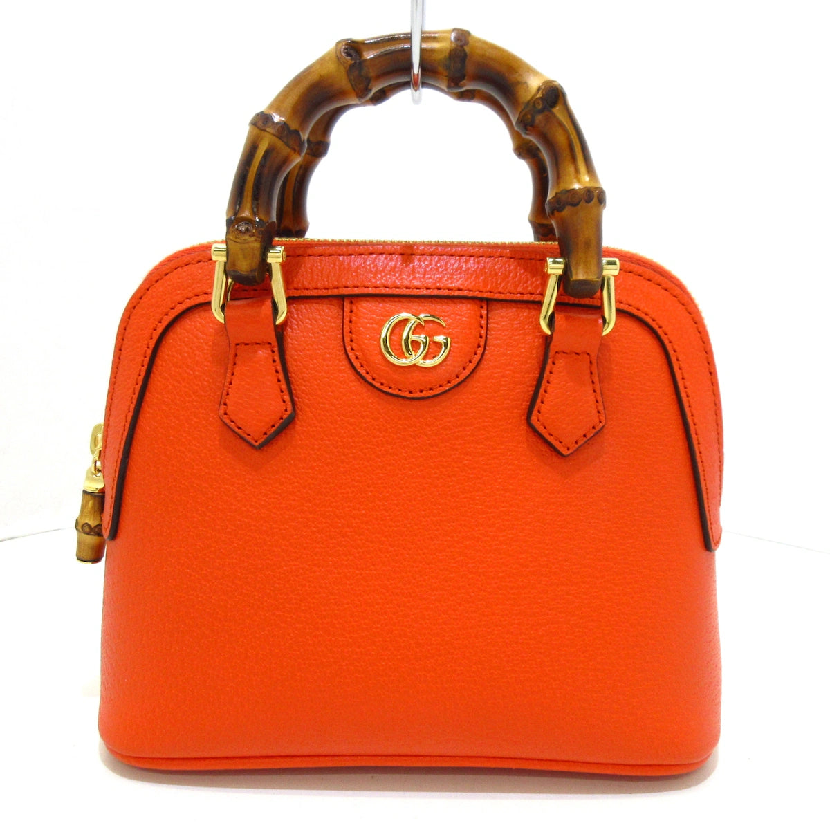 GUCCI - Bolso tote Diana Mini Bamboo Double G de piel color naranja