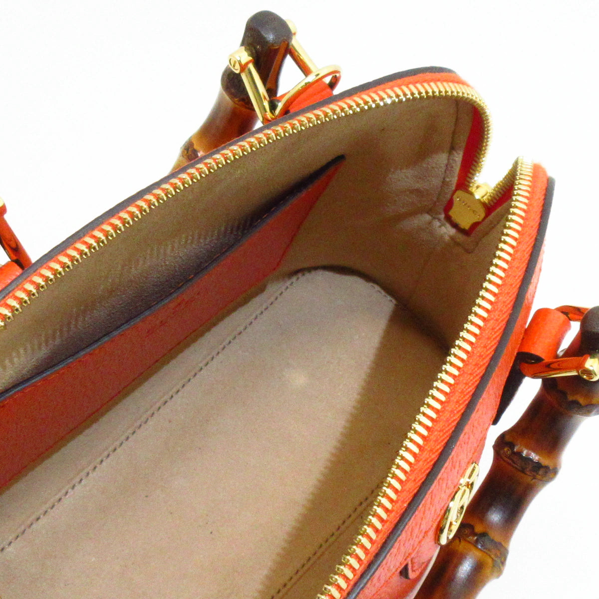 GUCCI - Diana Mini Bamboo Double G Tote Bag Orange Leather