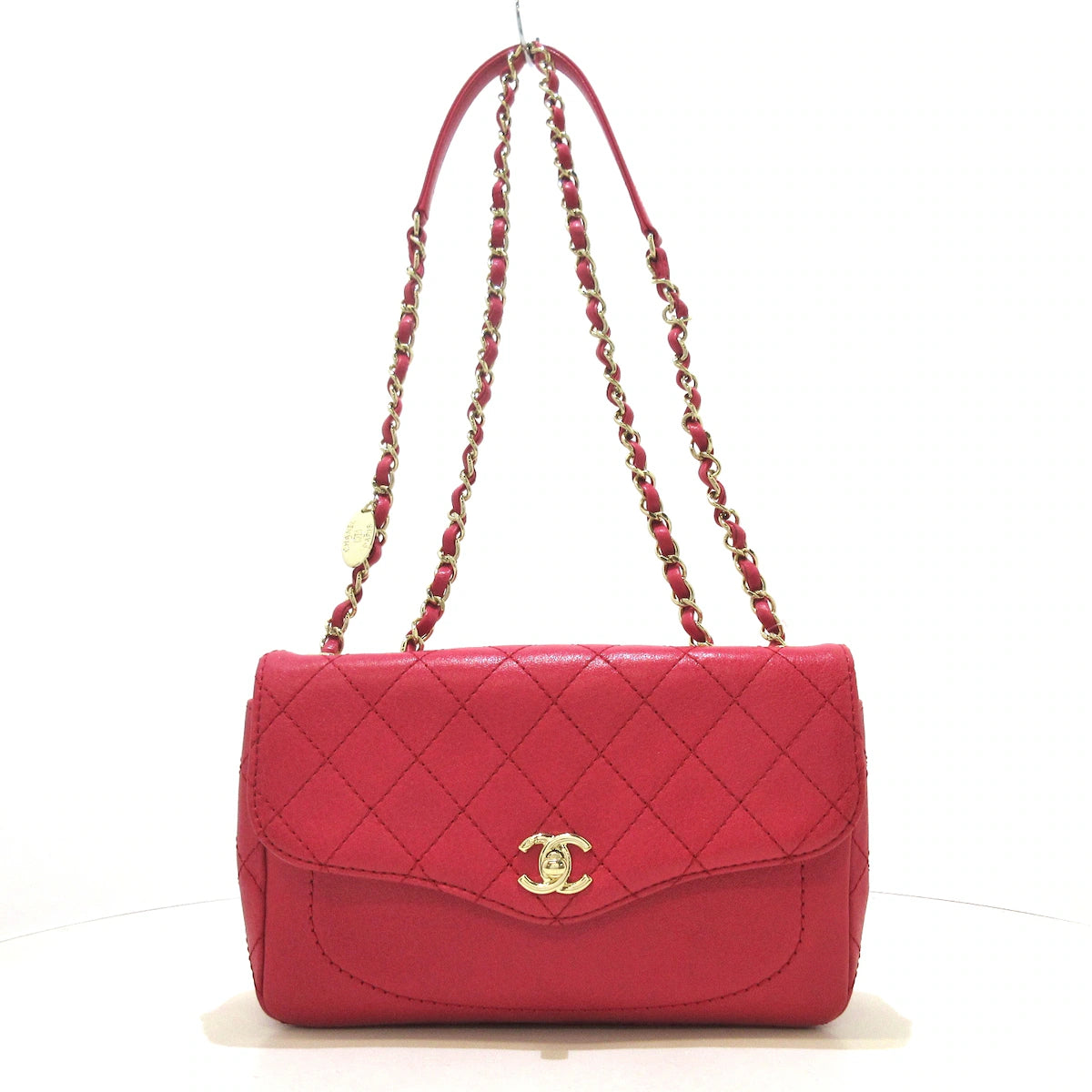 CHANEL - Bolso de hombro Matelasse con solapa simple en piel rosa