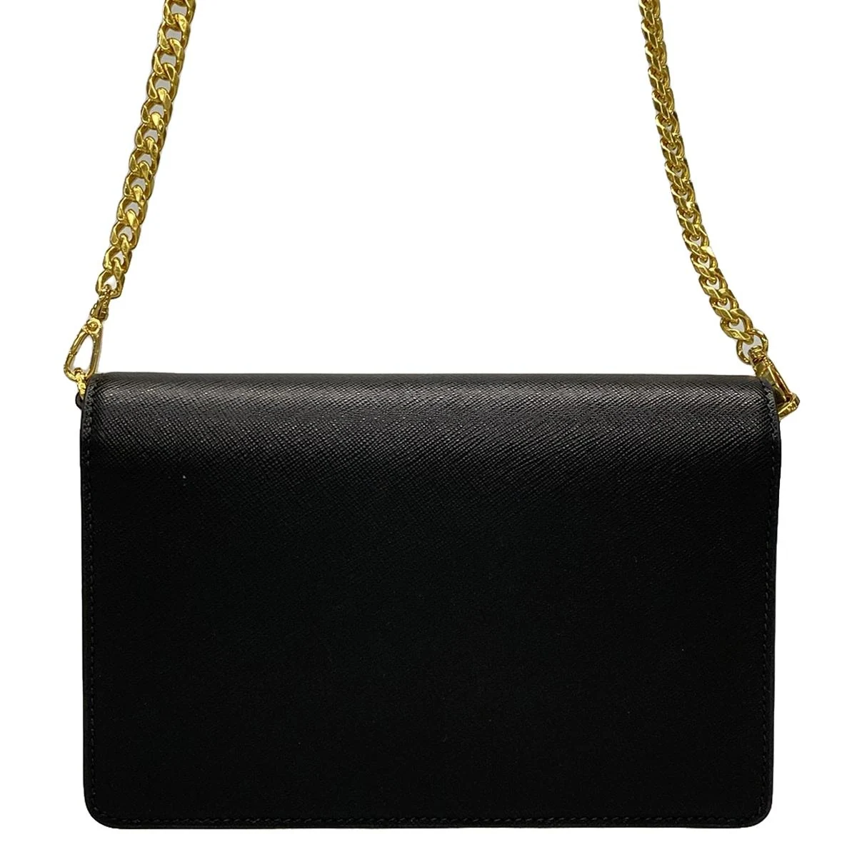 Bolso de hombro de cuero negro Triangle Gold de segunda mano