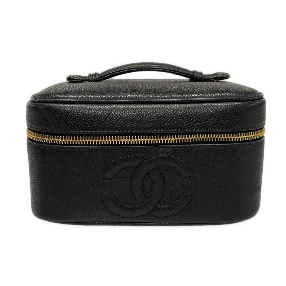 PRE-OWNED CC Black Caviar Skin Vanity Bag