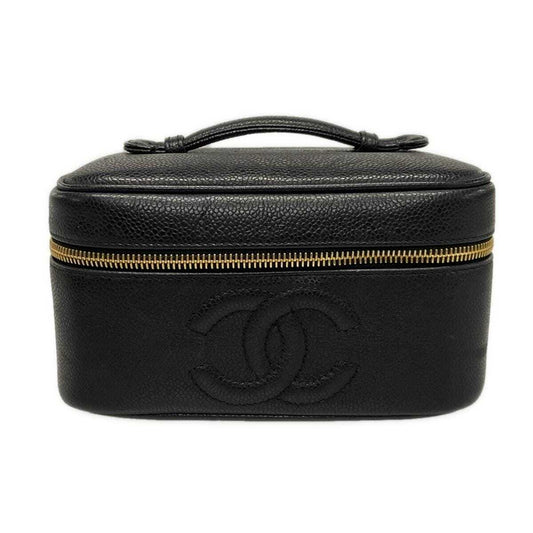 PRE-OWNED CC Black Caviar Skin Vanity Bag