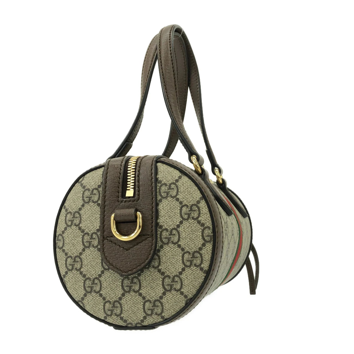 GUCCI - Bolso de mano Ophidia Beige Marrón oscuro Multi PVC Piel Algodón Lino