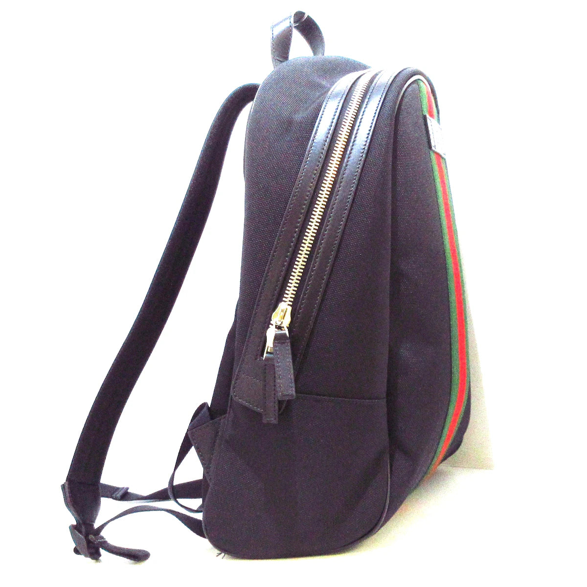 GUCCI - Shelly Backpack Black Green Red Nylon Leather
