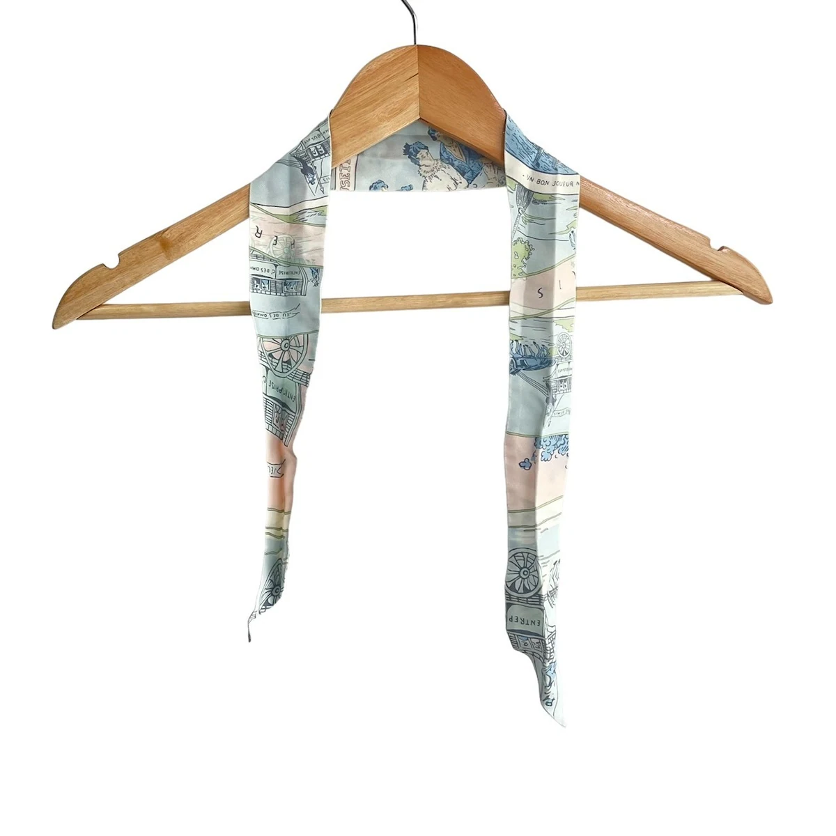 HERMES - Bufanda Twilly Azul Claro Rosa Claro Multicolor