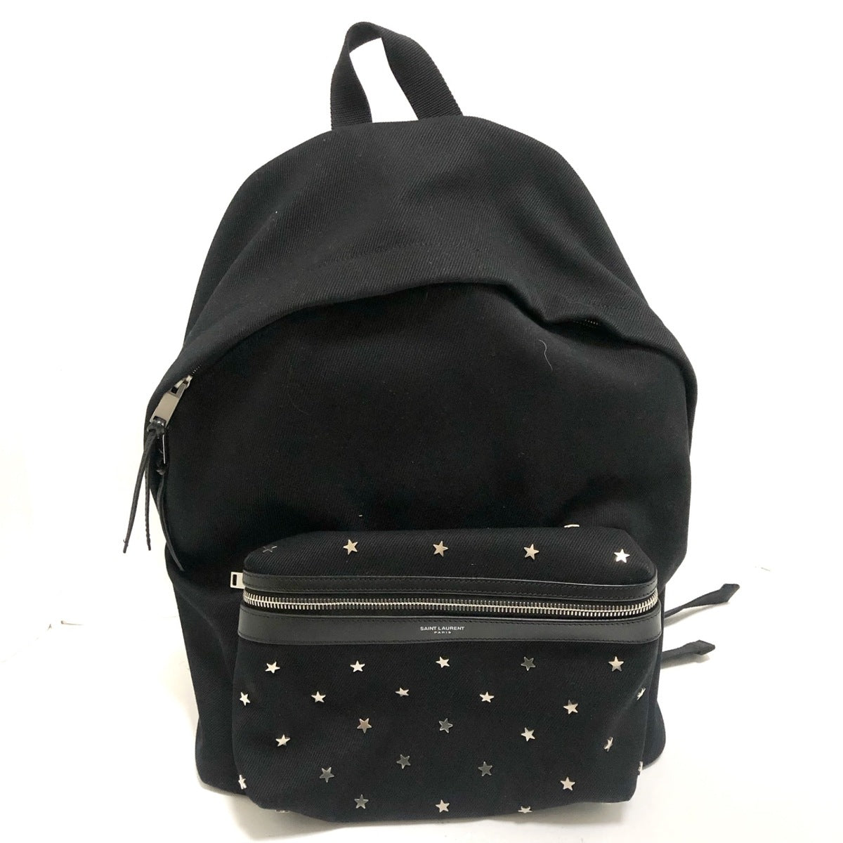 SAINT LAURENT - Star Patch Backpack Black Canvas Leather
