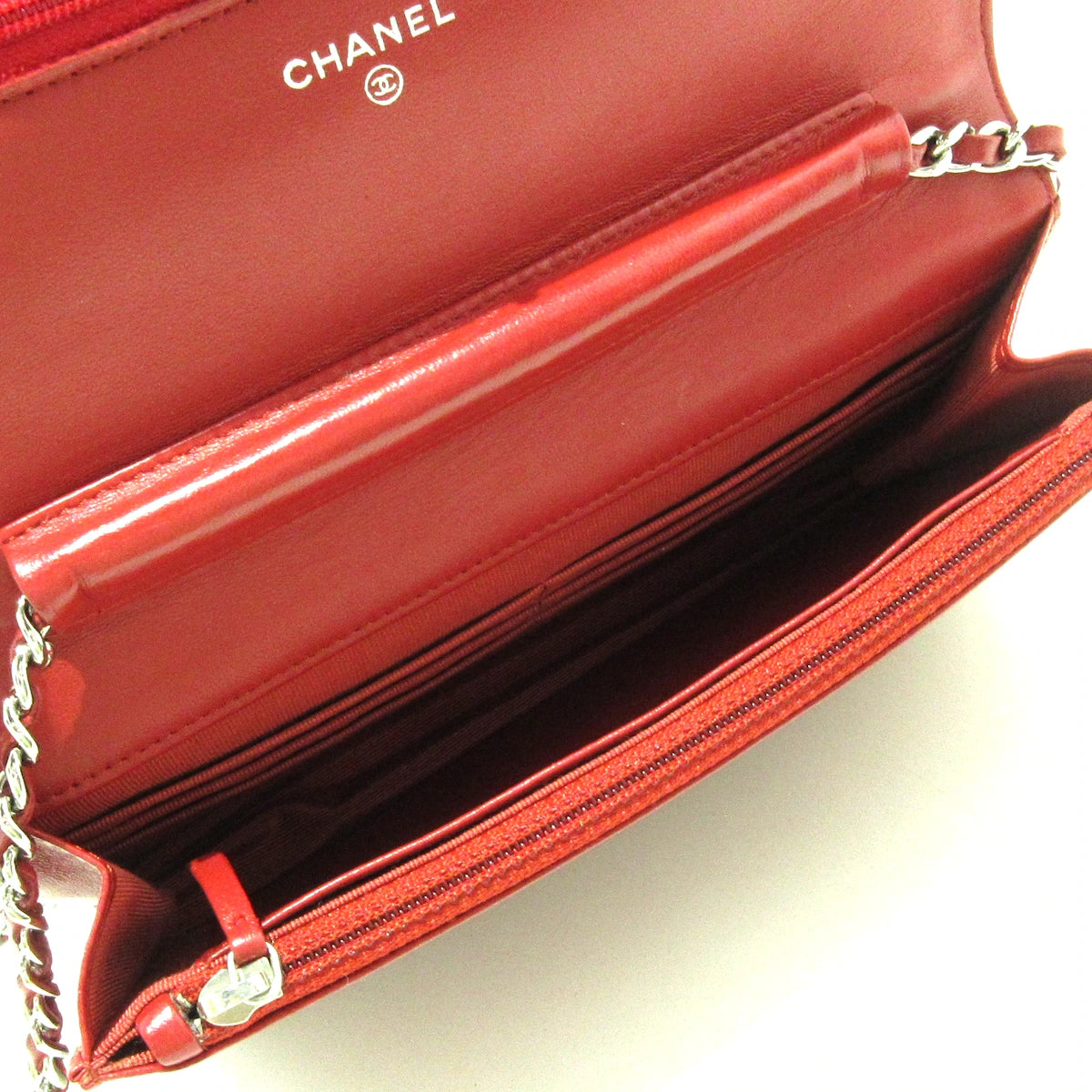 CHANEL - Matelasse Wallet on Chain Red Lambskin