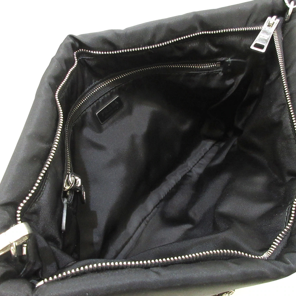 PRADA - Triangle Logo with Stones Shoulder Bag Black Nylon