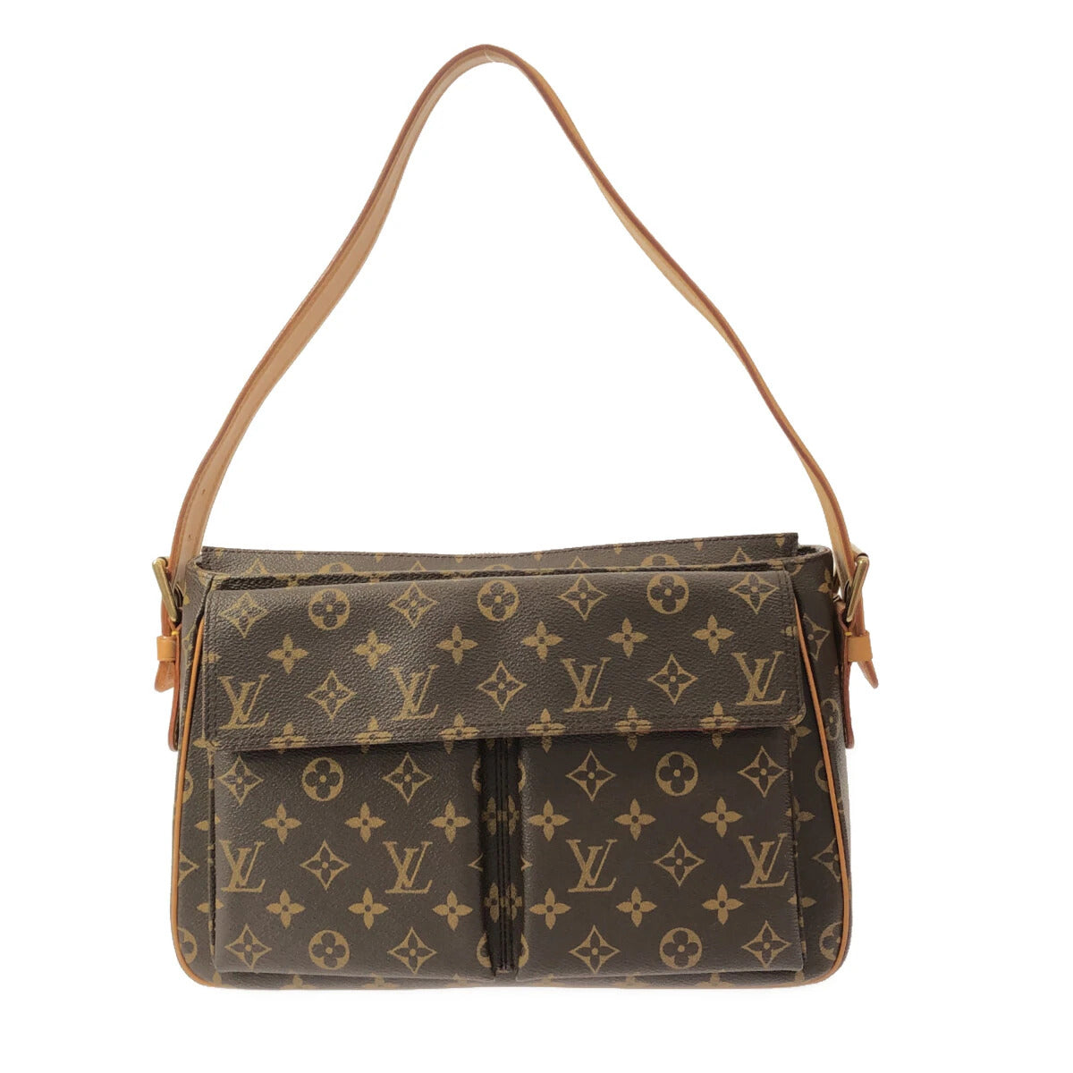 PRE-OWNED LV Viva Cite GM Brown Monogram Canvas Shoulder Bag