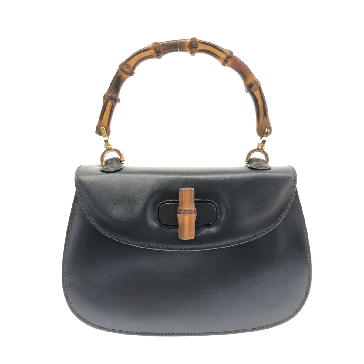 GUCCI - Bamboo Classic Handbag Dark Navy Leather