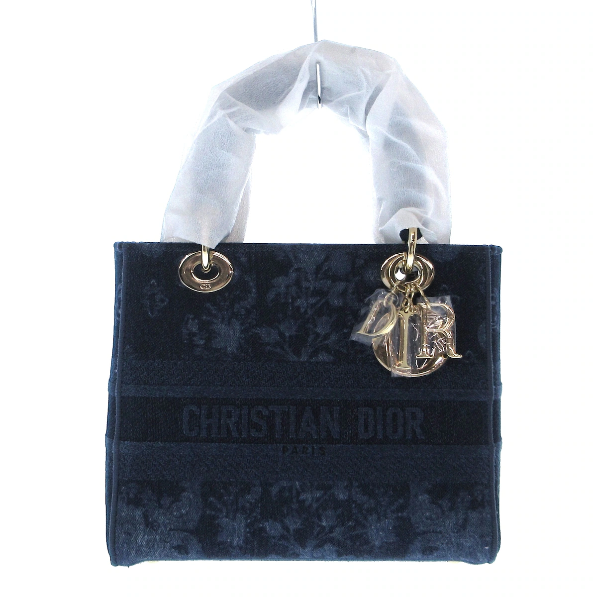 Bolso de hombro de mezclilla azul marino oscuro Lady Dior Light Medium Bag de segunda mano