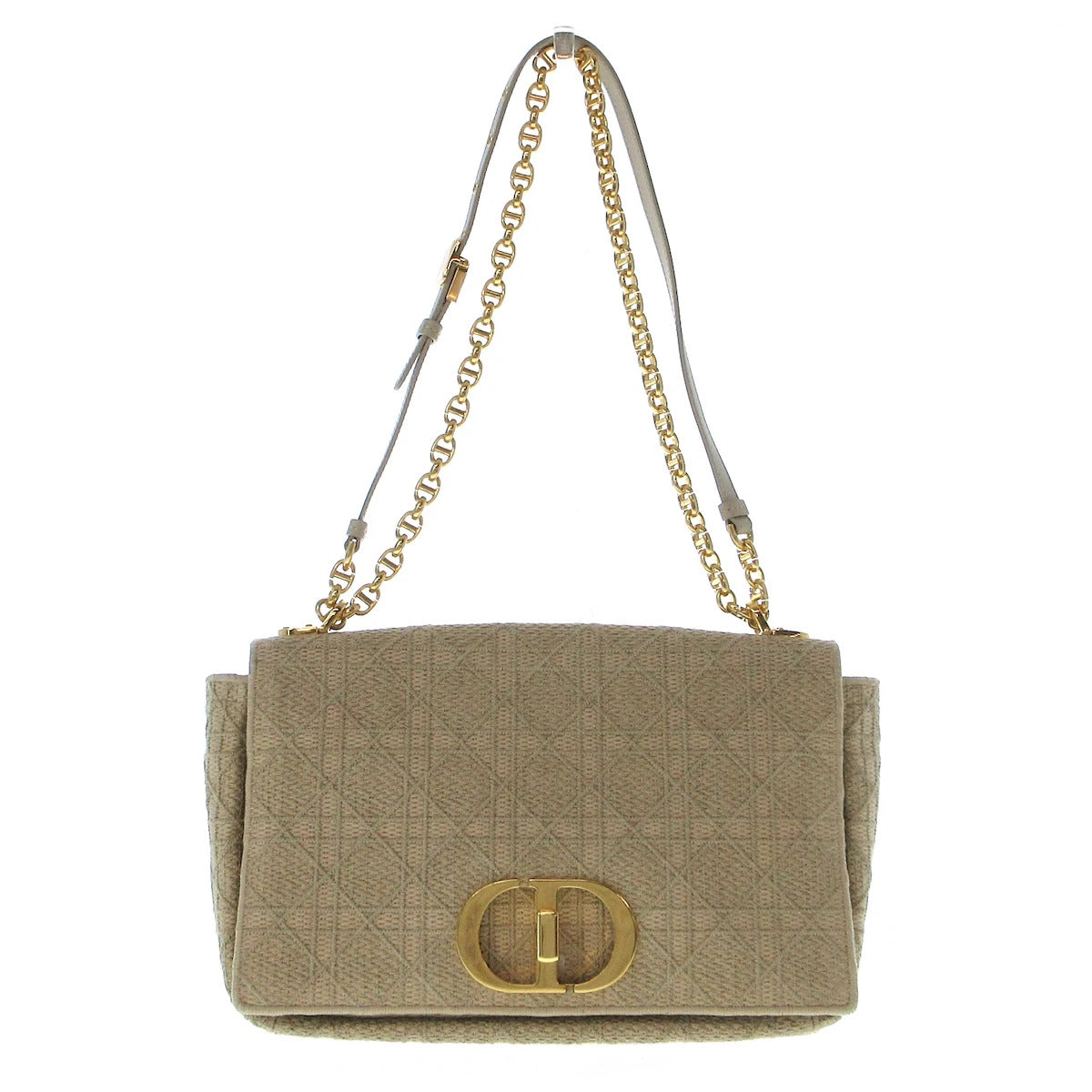 Bolso de hombro grande Caro en jacquard beige de segunda mano